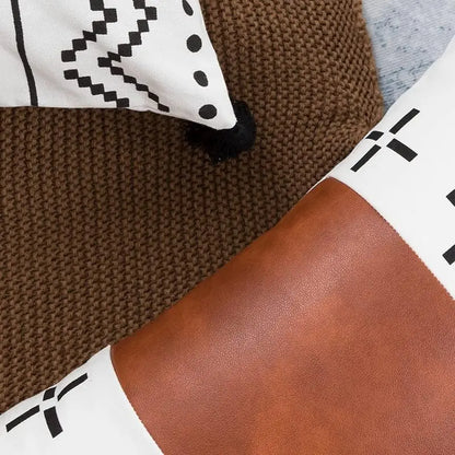 PU Leather Geometric Stitching Pillow Cover Trekk&Cover
