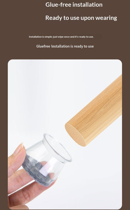Furniture chair and table transparent clear leg protectors. Easy to install without glue.