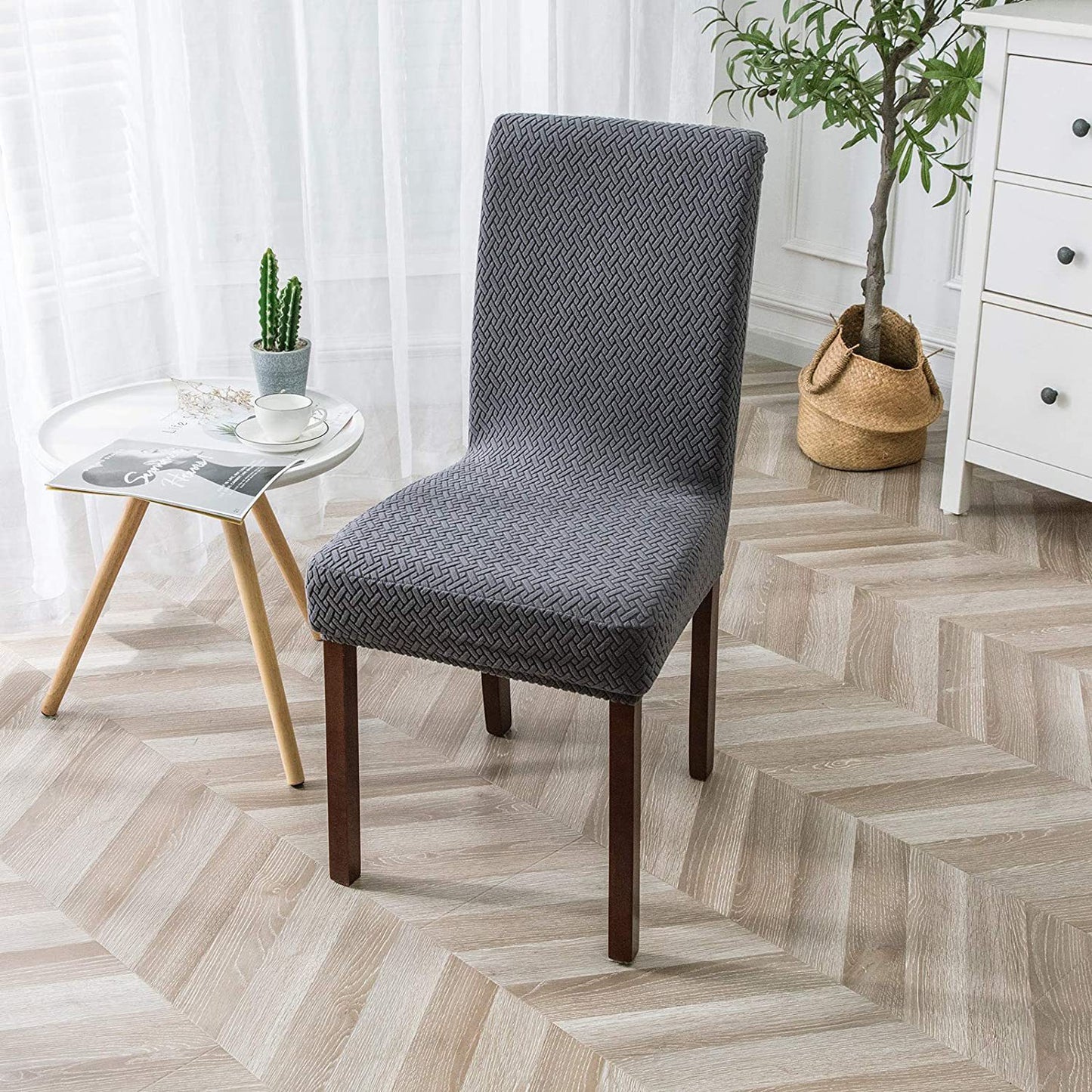 Long Plaid Jacquard Club Chair Cover