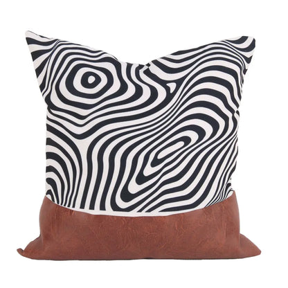 PU Leather Geometric Stitching Pillow Cover Trekk&Cover