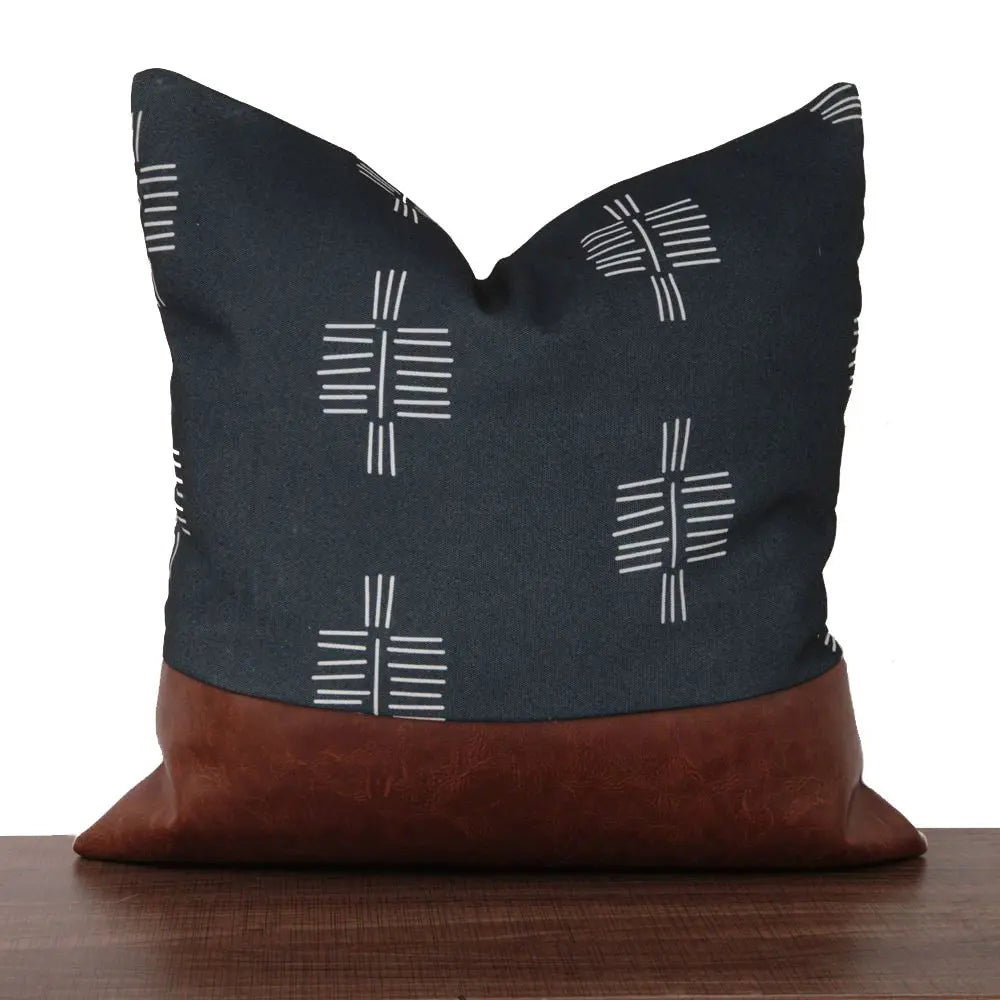 PU Leather Geometric Stitching Pillow Cover Trekk&Cover