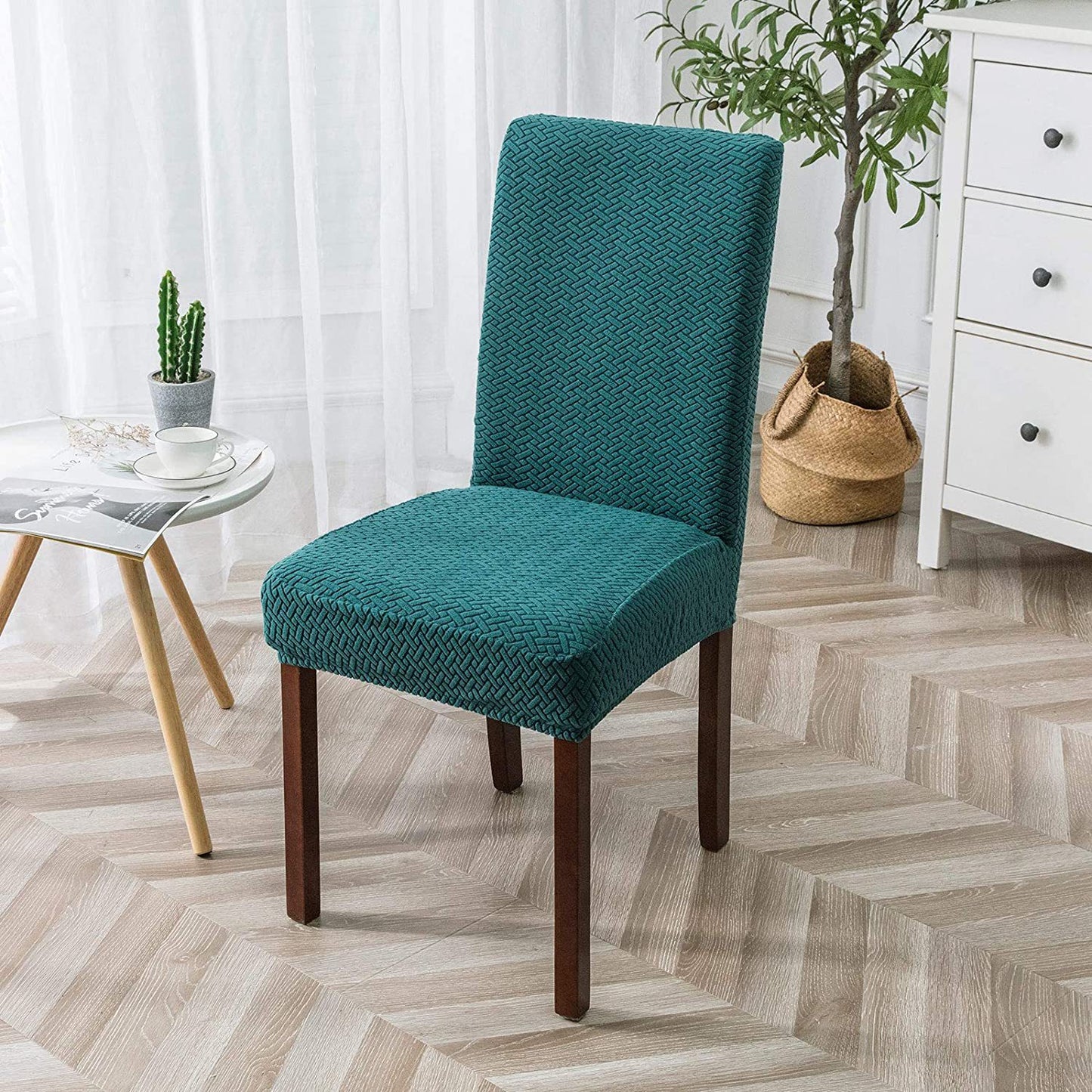 Long Plaid Jacquard Club Chair Cover